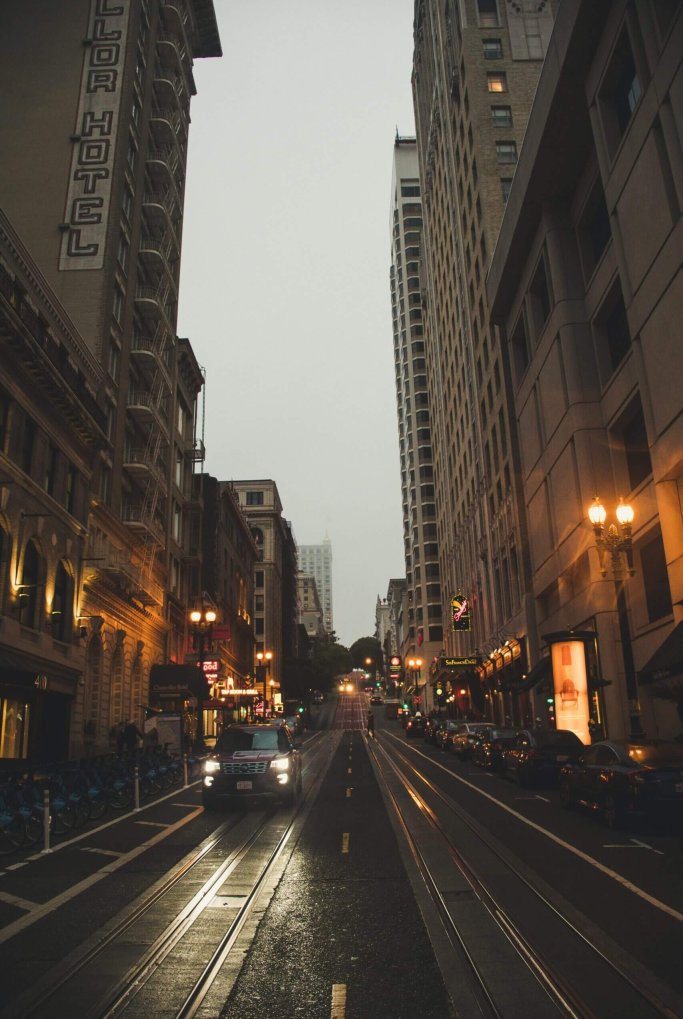 Gray-Concrete-Buildings-Beside-Road